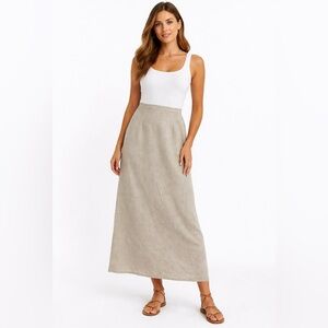 Old Navy Women’s Classic A-line Tan Linen Blend Back Slit Maxi Skirt Size XS